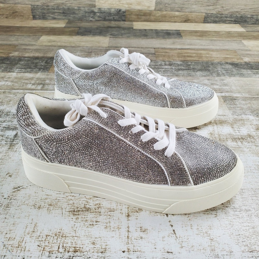 Jessica Simpson Cherello Womens Shoes Sz 8.5 M Silver Metallic Platform Sneakers